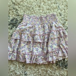 Altar’d State ruffle mini skirt purple floral medium